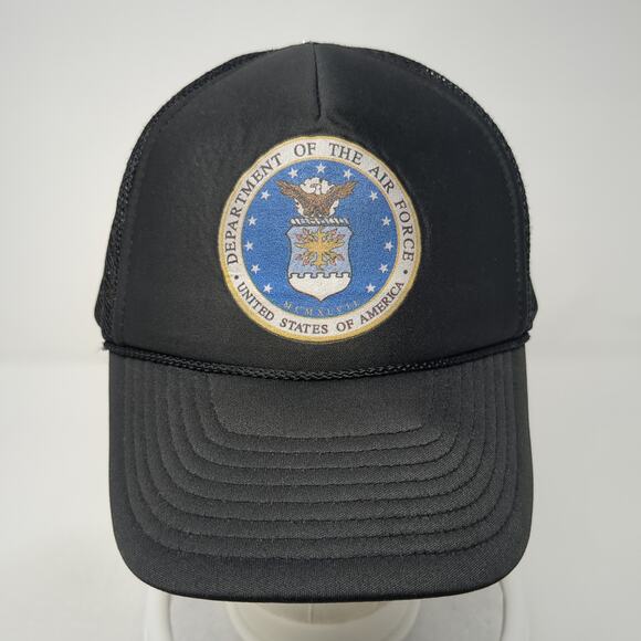 Department Of The Air Force U.S.A Snapback Trucker Hat Black One Size Sun Cap - Picture 2 of 9